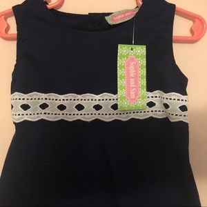 Sophie and Sam Dresses - Sophie and Sam navy & eyelet lace empire dress Sophie and Sam Dresses - Sophie and Sam navy & eyelet lace empire dress